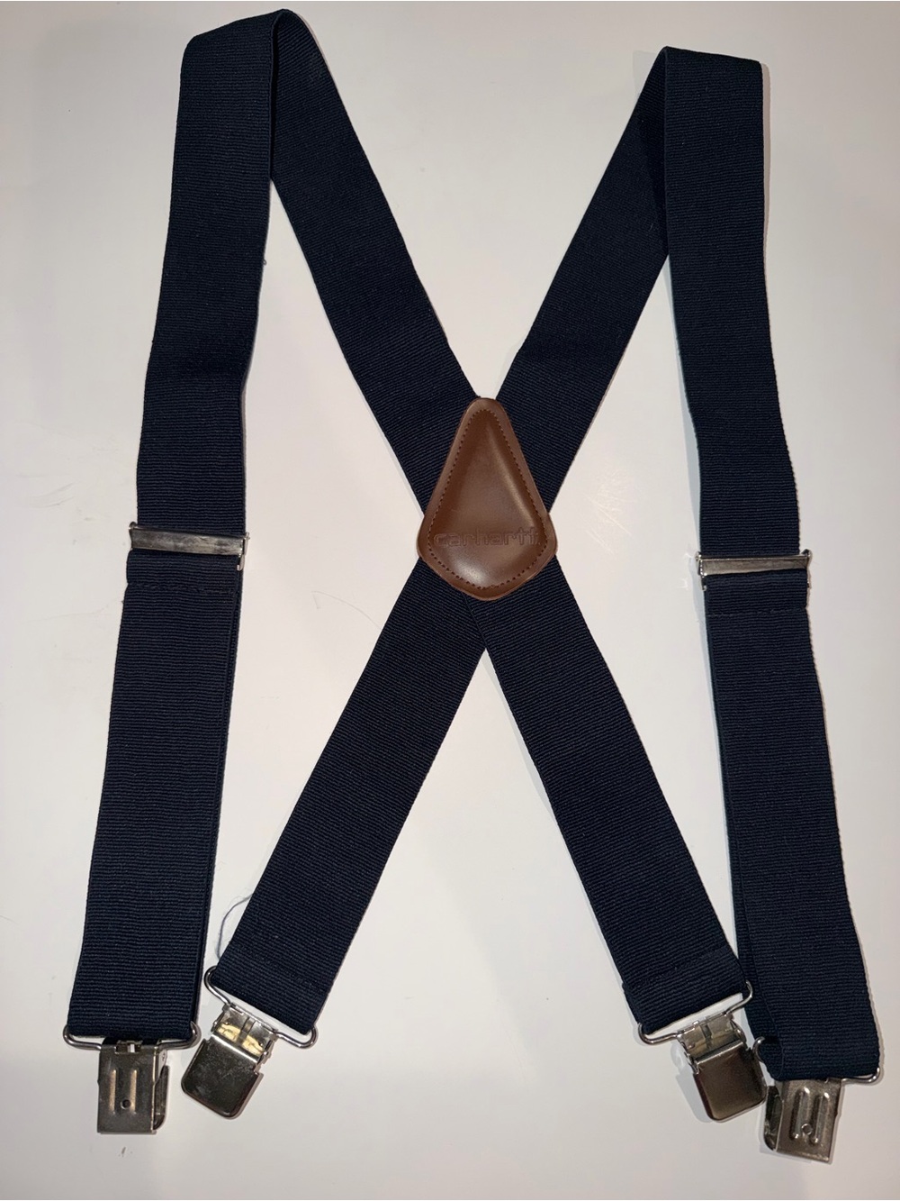 Carhartt Mens Utility Suspenders Navy Blue Elastic Clip Workwear Braces